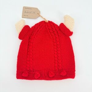 Nordic Kids Viking Knit Hat Wool Bull Horn Crochet Beanie Cap Handmade Baby gift